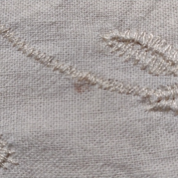 Cream Linen-blend Embroidered Button-Up Tunic Top Shirt XL - Picture 7 of 10